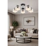 Esslight Esma 5’li Kristal Taşlı Avize Krom Malzeme ile Şık Tasarım Salon Aydınlatması
