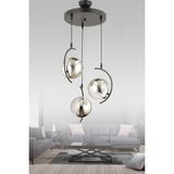 Esslight Evren 3’lü Sarkıt Avize Füme Glob Camlı Modern Salon Yemek Odası Aydınlatması