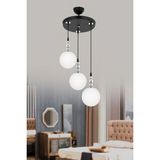 Esslight Krater 3’lü Sarkıt Beyaz Camlı Modern Salon Mutfak Yatak Odası Avizesi - Siyah - Krom