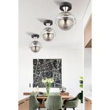 Esslight Lema Tekli Plafonyer Avize Füme Glob Camlı Modern Salon Mutfak Antre Aydınlatma - 1 - Krom