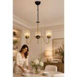 Esslight Lumina 3’lü Eskitme Kristal Taşlı Salon Mutfak Yatak Odası Avizesi