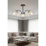 Esslight Luna 3 Lü Füme Glop Camlı Salon Mutfak Yatak Odası Plafonyer Avize - Siyah