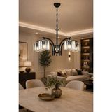 Esslight Milan 5’li Sarkıt Kristal Taşlı Salon Mutfak Yatak Odası Avizesi - Siyah