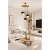 ESSLİGHT Nice 3’lü Sarkıt Eskitme Bal Camlı Modern Salon Mutfak Yatak Odası Avize