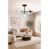 Esslight Riva 3’lü Füme Glob Camlı Modern Salon Mutfak Yatak Odası Avizesi - Siyah