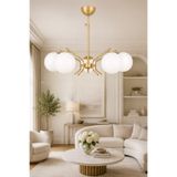Esslight Tutku 5’li eskitme Beyaz Camlı Modern Salon Mutfak Yatak Odası Avizesi