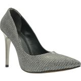 Esstii Stiletto Kadın 10 cm Topuklu Platin Simli Ayakkabı - (DipCamo)Charcoal-White