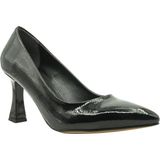 Esstii Stiletto Kadın 8 cm Topuklu Siyah Rugan Ayakkabı - (DipCamo)Charcoal-White