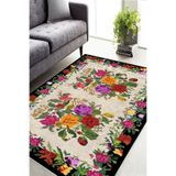 ESTA HALI Beyaz Kilim Desenli Çiçekli Karabağ Halı Cp051