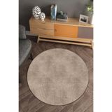 ESTA HALI Dokulu Cappuccino Renkli Yuvarlak Halı (Makinada Yıkanabilir Dot/Keçe Taban) - CP1051