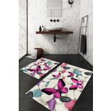 ESTA HALI Renkli Kelebek Ve Taş Desenli Halı Takımı (60X100/40X60) - Cp26