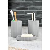 Este 3 Parça Yuvarlak Lavabo Banyo Seti - Sıvı Sabunluk Katı Sabunluk Diş Fırçası - Gri