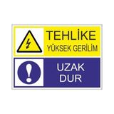 Este Uyarı Levhaları Tehlike Yüksek Gerilim Uzak Dur 25x35 cm Uyarı Levhası
