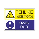 Este Uyarı Levhaları Tehlike Yüksek Voltaj Uzak Dur 25x35 cm Uyarı Levhası