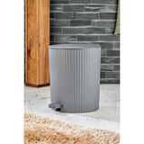 Este - Yuvarlak Pedallı Çöp Kovası - Çizgili Kapaklı - Banyo Mutfak - Antrasit Gri - 8 lt