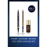 Estee Lauder 3'lü Göz Makyajı Seti - Siyah Eyeliner, Kaş Kalemi ve Eye Lift+Sculpt 5 ml Suya Dayanıklı
