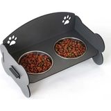 Estela Kedi Mama Kabı Füme Kemikli Kedi Mama ve Su Kabı Kedi Yemek Kabı - Gri