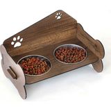 Estela Kedi Mama Kabı Kahve Kemikli Kedi Mama ve Su Kabı Kedi Yemek Kabı - Kahverengi
