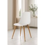 Estelia Abant Eames Sandalye Beyaz Mutfak Sandalyesi – Ahşap Naturel Ayaklı, Tekli Sandalye