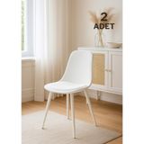 Estelia Abant Eames Sandalye Beyaz Mutfak Sandalyesi – Beyaz Ahşap Ayaklı, Beyaz Minderli Ikili Sandalye