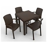 Estelia Efes 4lü Set (4 Sandalye+ 1masa (camsiz) Koyu Kahverengi