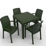 Estelia Efes Koyu Yeşil 4 Sandalye+1 Masa Camsız Bahçe Balkon 4'lü Set