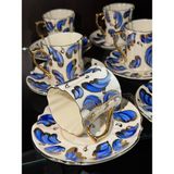 Ester Home Decor El Boyama Kahve Fincan Takımı - Lacivert