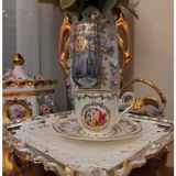Esterhomedecor 6 Kişilik Porselen Kahve Fincan Takımı Markizli Fincan - Krem