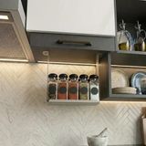 Estetik Form Açık Gri Galvaniz Metal Baharatlık - Mutfak Düzenleyici