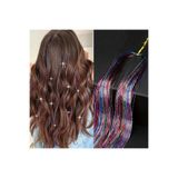 estevia Hair Tinsel Saç Simi- Karışık Renk Boncuksuz / Ht12 Her Tel Farklı Renkli Gökkuşağı Gibi
