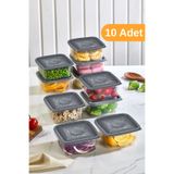 ESTİ 10 Adet - 936ml Büyük Kapaklı Gıda Saklama Kabı | Buzdolabı Düzenleyici Kahvaltılık - 12x12x6,5 cm
