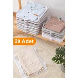 ESTİ 20 Adet - Pratik Dolap İçi Tişört, Gömlek, Elbise ve Pantolon Düzenleyici Raf Organizer