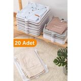 Esti Pratik Dolap Içi Tişört, Gömlek, Elbise ve Pantolon Düzenleyici Raf Organizer - Beyaz - 20 Adet