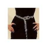 Estilo Lingerie 5 Sıra Gümüş Kaplama Su Yolu Kancalı Taşlı Abiye Kemer (70cm)