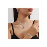 Estilo Lingerie GÜMÜŞ KAPLAMA DAMLA TAŞLI VİCTORİA PIRLANTA GÖRÜNÜMLÜ TAKI SETİ GELİN TAKI NİŞAN TAKI HEDİYE TAKI