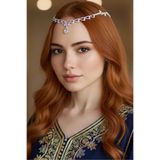 Estilo Lingerie Gümüş Renk Taşlı Alınlık Kına Aksesuarı