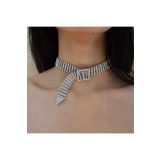 Estilo Lingerie Kristal Taşlı Kemer Choker Kolye Tasarım Su Yolu Kolye Taşlı Choker Gümüş Kaplama Kemer