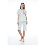 Estiva 22064 Kadın Kalpli Viskon Kısa Kollu Kaprili Pijama Takımı