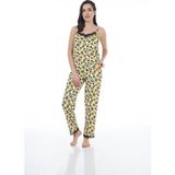 Estiva 22101 Kadın Papatya Desenli Askılı Viskon Pijama Takımı