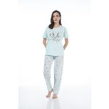 Estiva 22124 Kadın Çiçek Desenli Kısa Kollu Viskon Pijama Takımı