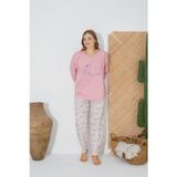 Estiva 24077 Kadın Büyük Beden Rahat Uzun Kollu Pijama Takımı
