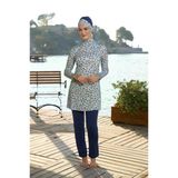 Estiva 25934 Lacivert Dijital Desenli Tam Boy Lycralı Tesettür Mayo