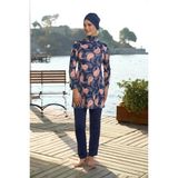 Estiva 25935 Lacivert Dijital Desenli Tam Boy Lycralı Tesettür Mayo