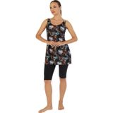 Estiva Dijital Baskı Emprime Likralı Askılı Taytlı Elbise Mayo