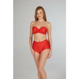 Estiva Drapeli Kaplı Straplez Bikini Takımı - Kırmızı