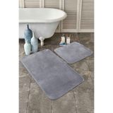 Estiva Home 2'li Gri Banyo Paspas Takımı Peluş Soft Kaymaz Taban Çamaşır Makinasında Yıkanabilir 80x120 + 80x50