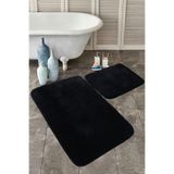 Estiva Home 2'li Siyah Banyo Paspas Takımı Peluş Soft Kaymaz Taban Çamaşır Makinasında Yıkanabilir 80x120 + 80x52