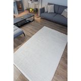 Estiva Home Beyaz Polyester Halı Antibakteriyel Tozumaz Saçaklı Salon Oturma Çocuk Odası Yolluk Makine
