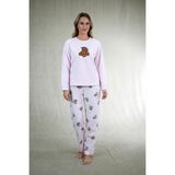 Estiva Kadın Ayıcık Desenli Pembe Waffle Kumaş Pijama Takımı