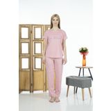 Estiva Kadın Kalp Desenli Kısa Kollu Yazlık Viskon Pijama Takımı 24109